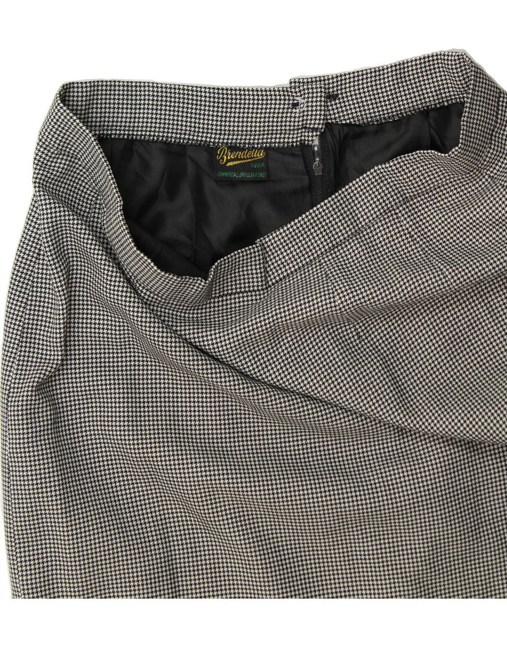 BRENDELLA Womens Straight Skirt W32 Large Grey Houndstooth Vintage Brendella and Second-Hand Brendella from Messina Hembry 