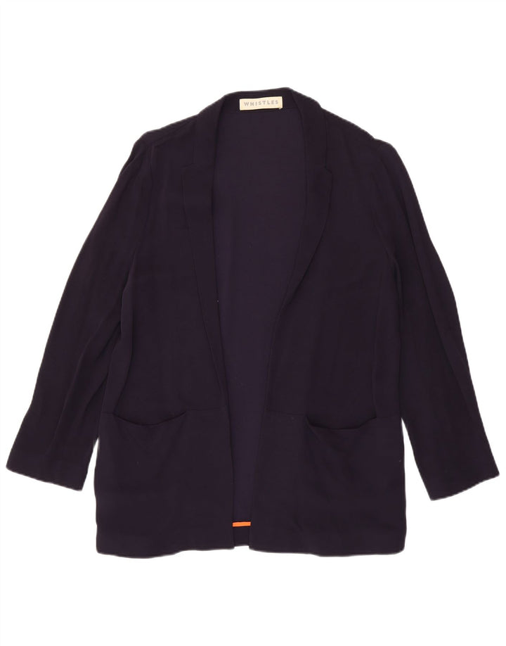 WHISTLES Chaqueta tipo blazer abierta para mujer UK 12 Medium Azul marino Viscosa