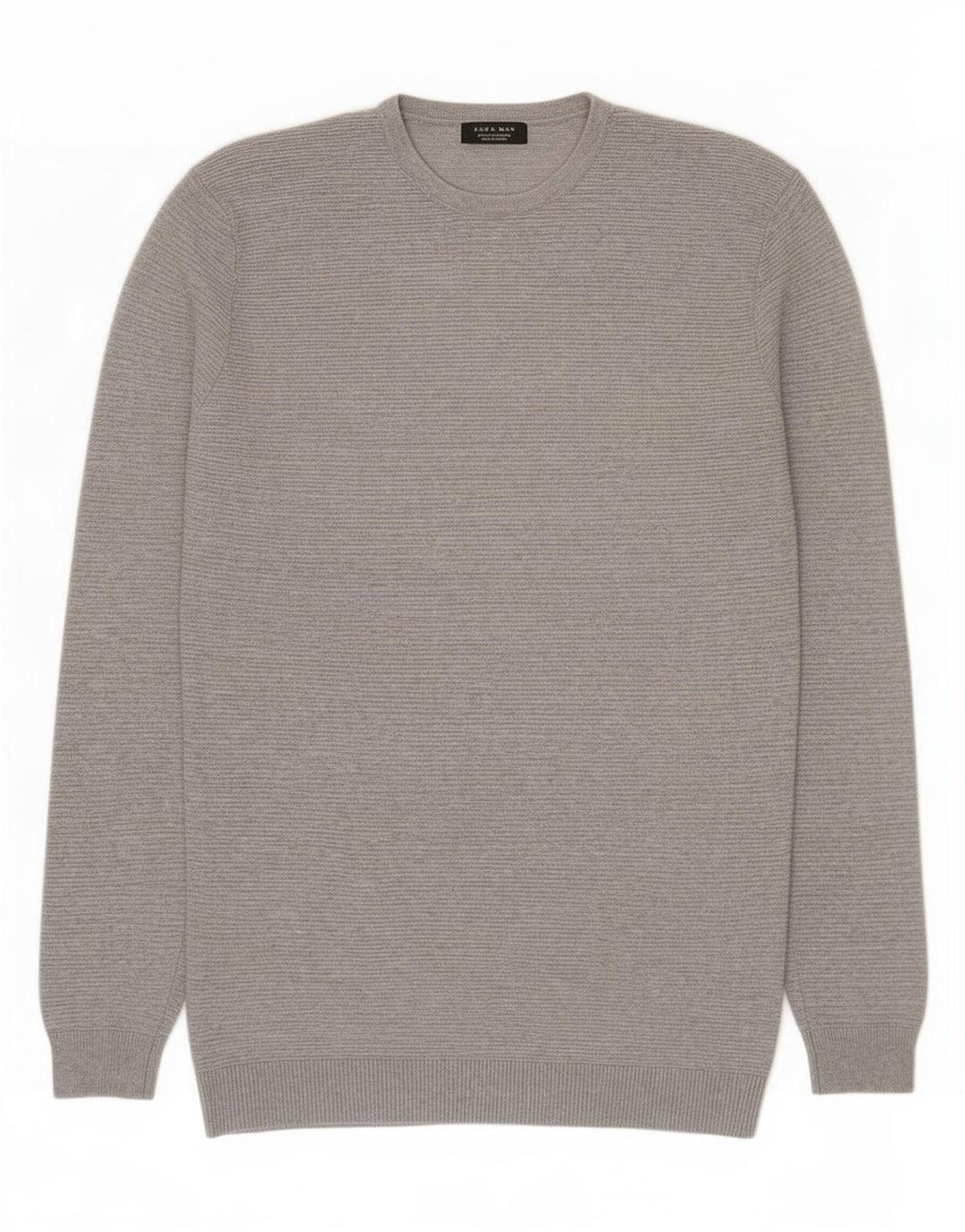 Zara Hombre Jersey De Cuello Redondo Jersey Grande Gris Algodón