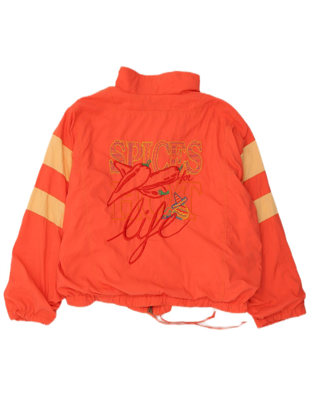 VINTAGE Mujer Chándal Top Chaqueta Reino Unido 12 Bloque de color naranja medio