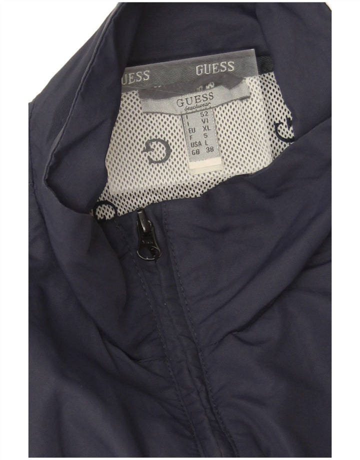 Guess Hombre Gráfico Sin Mangas Chándal Top Chaqueta XL Azul Marino Poliéster