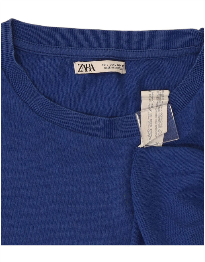 Zara Hombre Camiseta Top Grande Algodón Azul