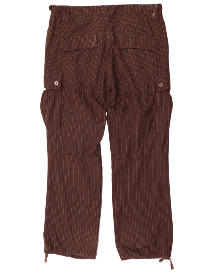 Fenchurch Pantalones cargo rectos para hombre W36 L33 Marrón Poliéster a rayas