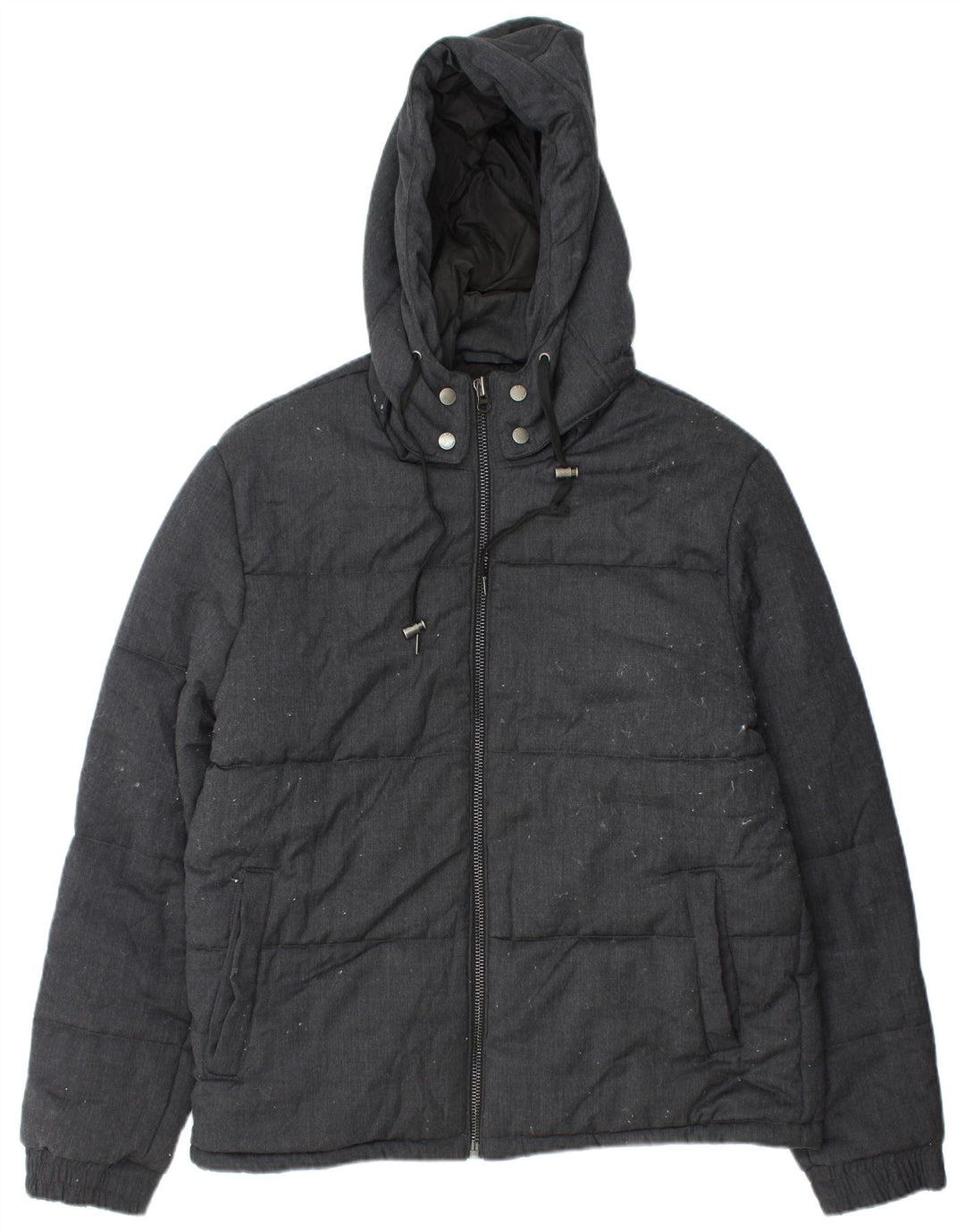 French Connection Chaqueta acolchada con capucha para hombre UK 42 XL Lana negra