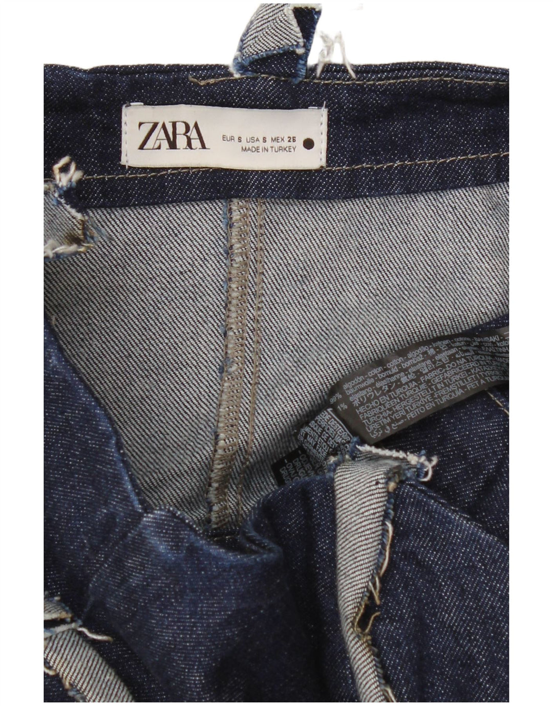 Zara Mujer Denim Mono UK 8 Small Azul Marino Algodón