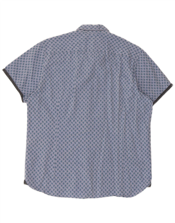 Ted Baker Camisa de manga corta para hombre Talla 5 XL Algodón con lunares azules