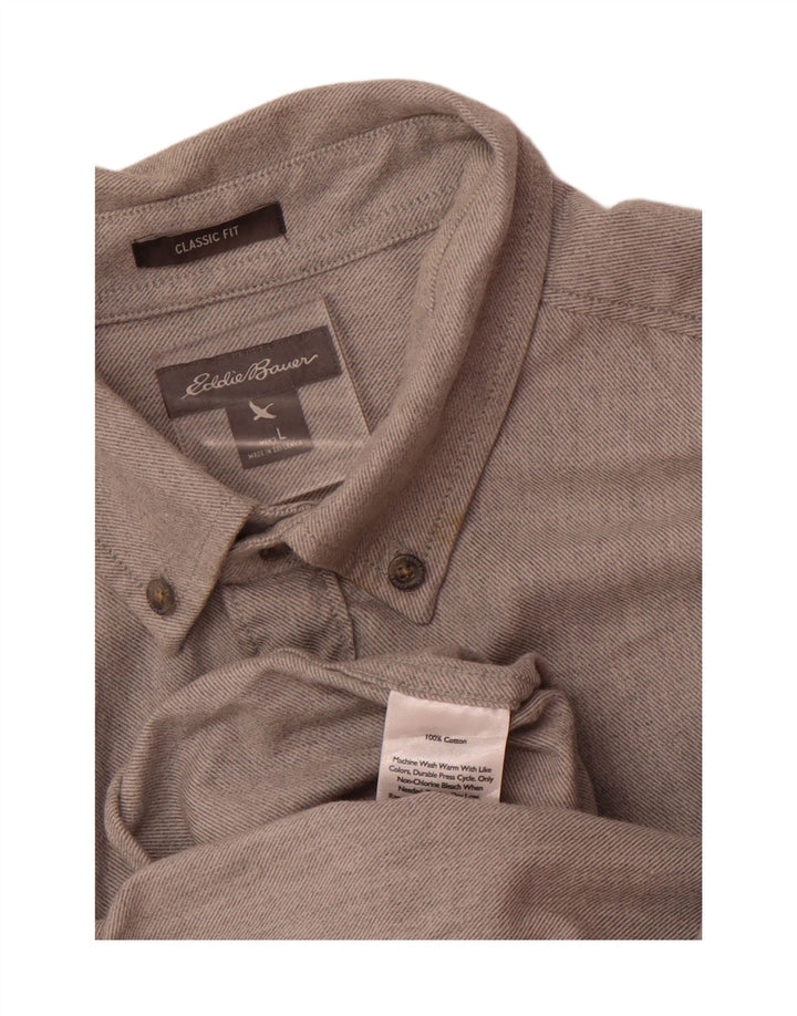 Eddie Bauer Camisa de franela de corte clásico para hombre Algodón gris grande