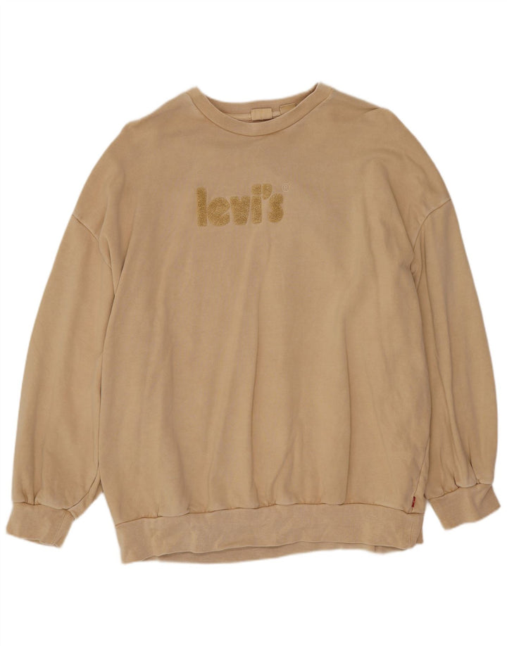 Levi's Hombre Sudadera extragrande con gráfico tipo jersey de algodón beige pequeño