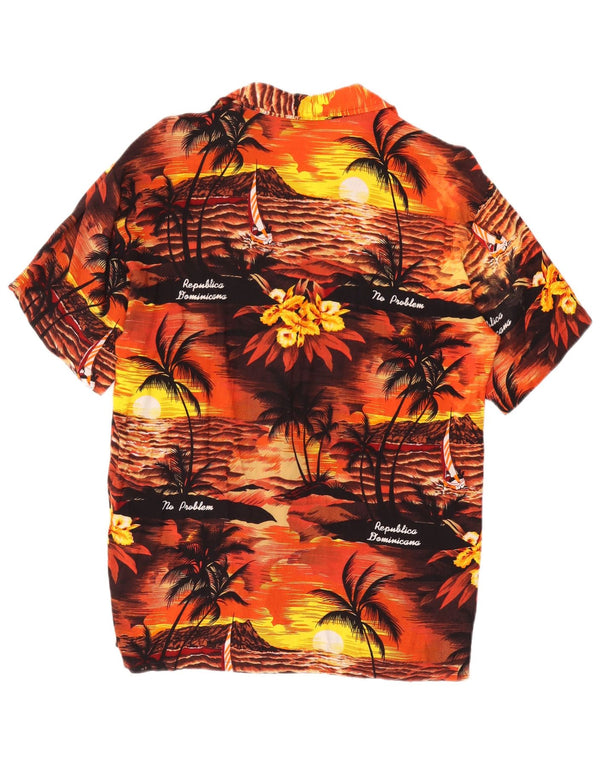 AREMAR Camisa de manga corta para hombre grande multicolor floral hawaiana
