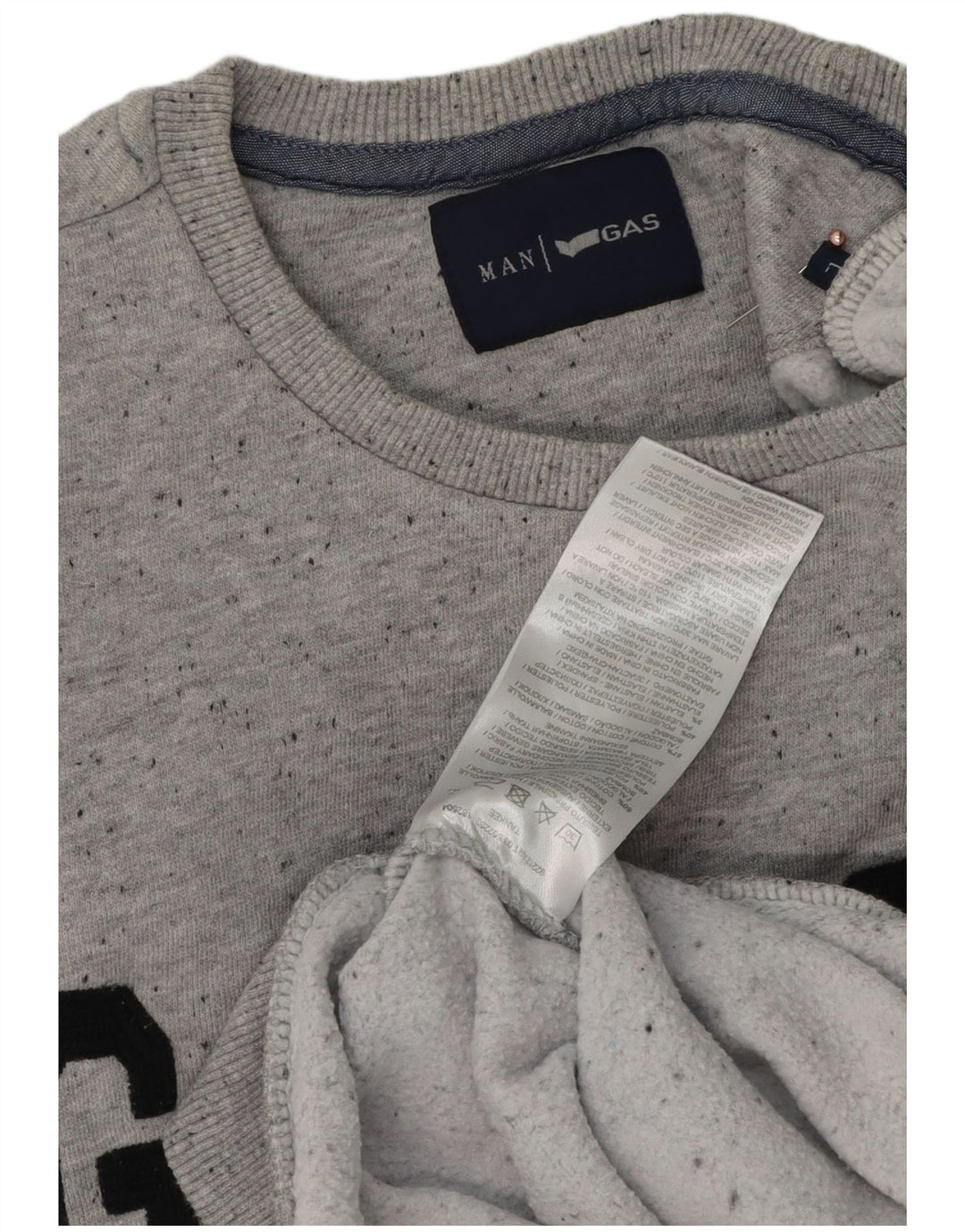 GAS Hombre Sudadera Gráfica Jersey Grande De Algodón Moteado Gris