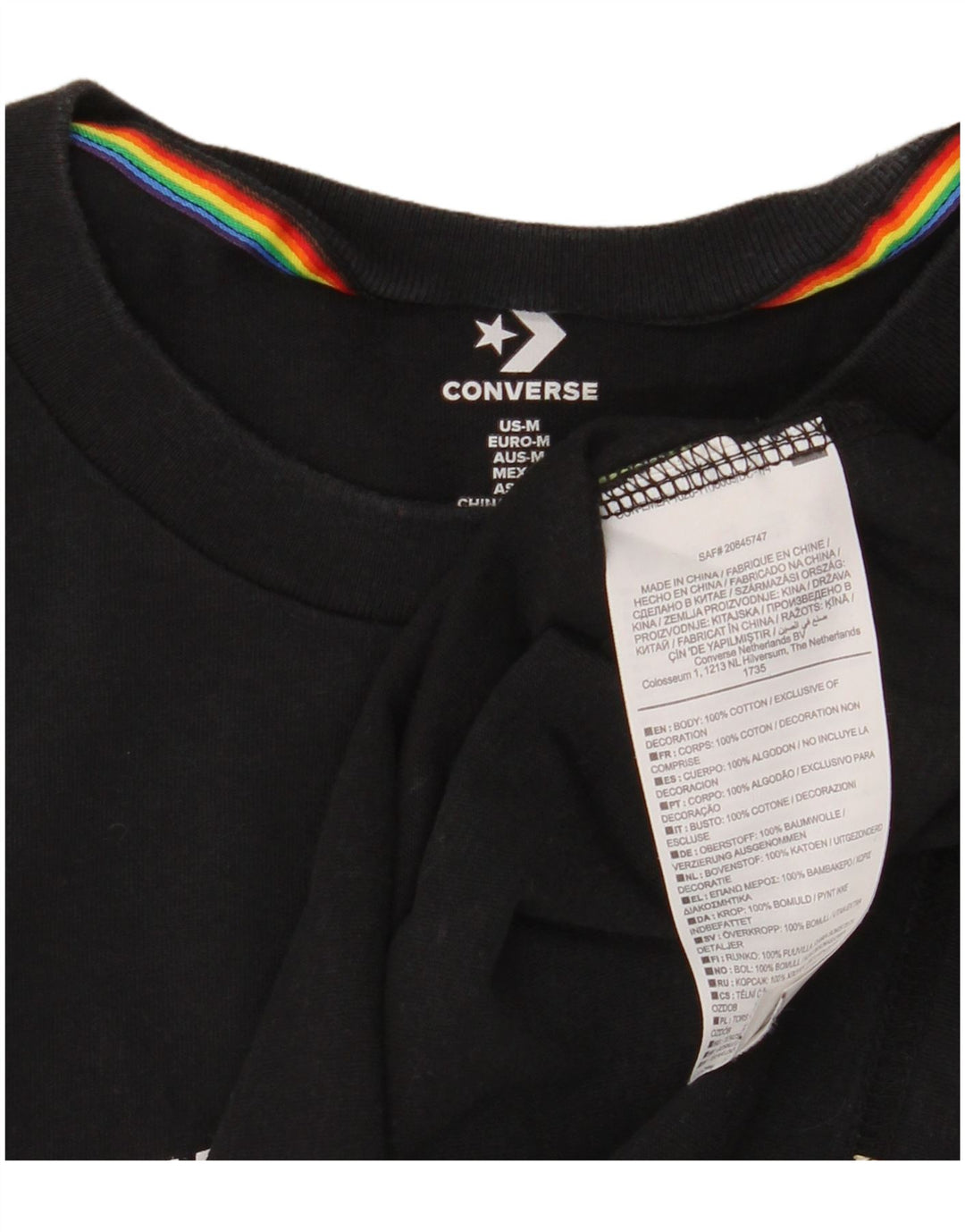 Converse - Camiseta gráfica para hombre, parte superior mediana de algodón negro