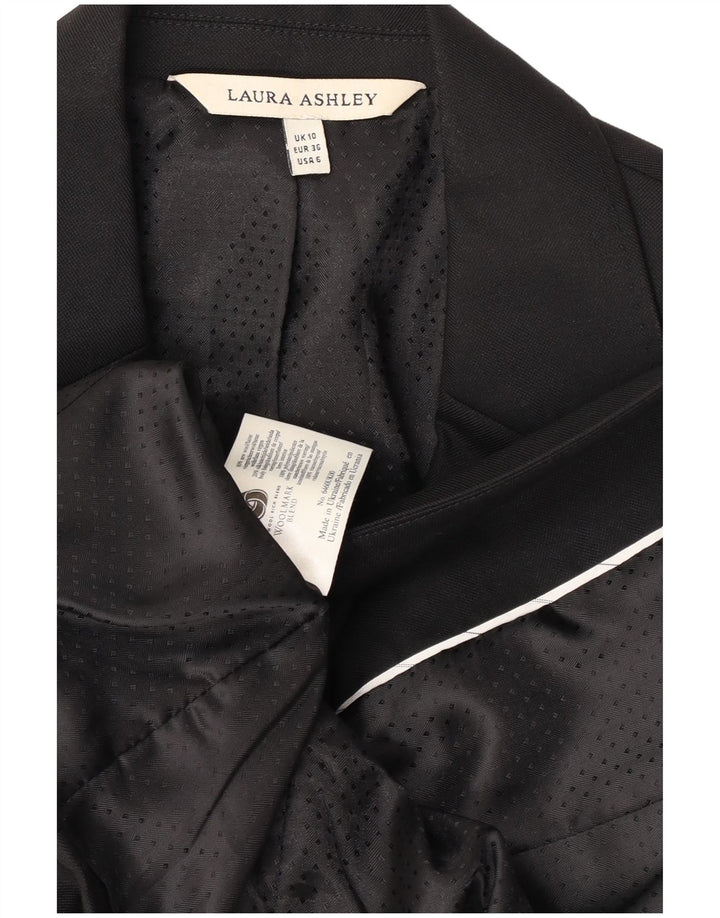 Laura Ashley Chaqueta Blazer de 1 botón para Mujer UK 10 Small Lana Negra