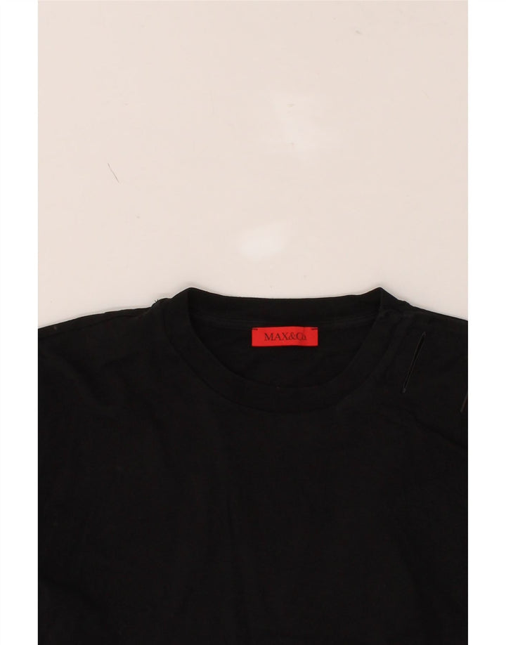 MAX & CO. Womens Oversized Crop T-Shirt Top UK 10 Small Black Cotton Vintage Max & Co. and Second-Hand Max & Co. from Messina Hembry 