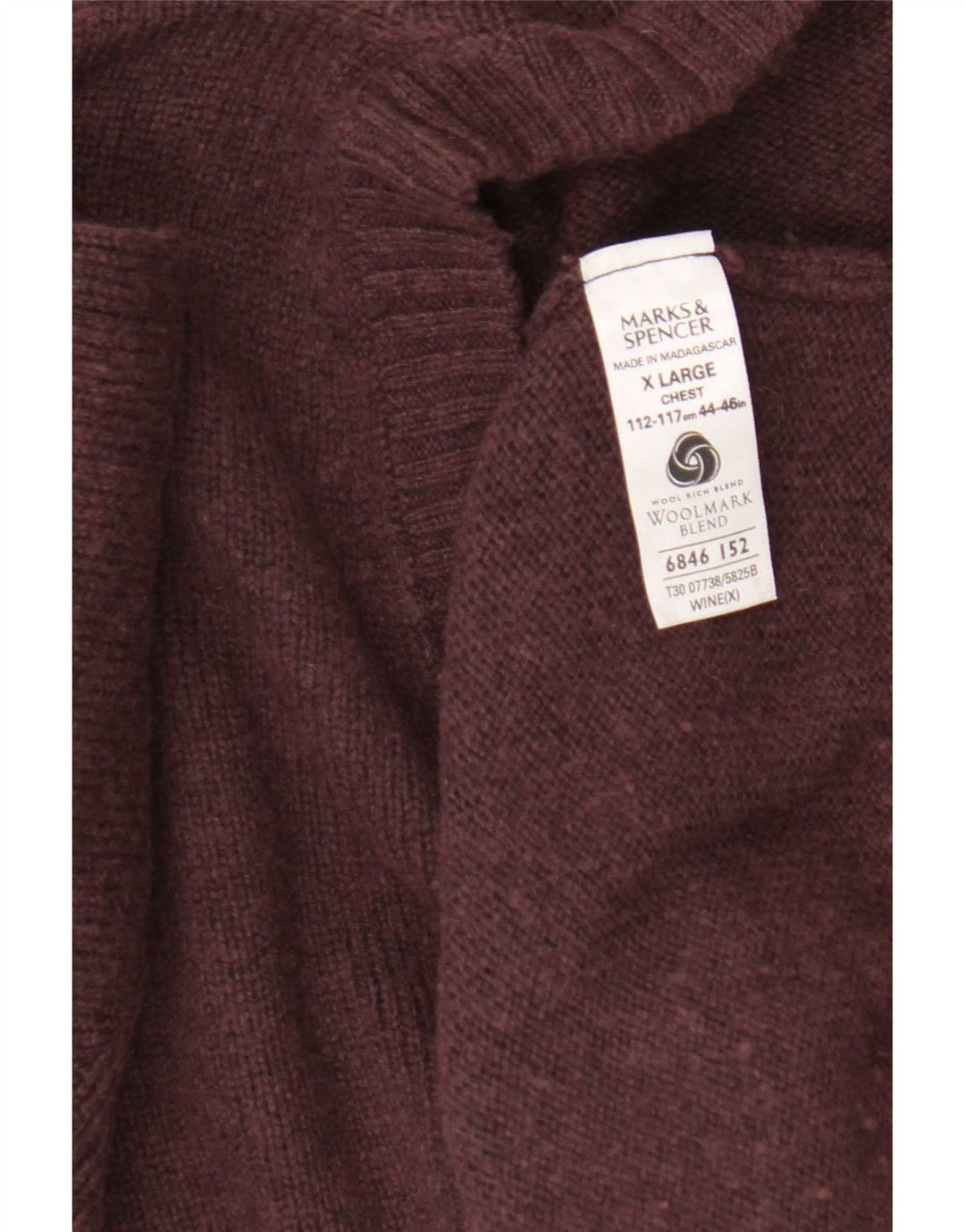 Marks & Spencer Jersey con cuello en V para hombre XL Lana burdeos