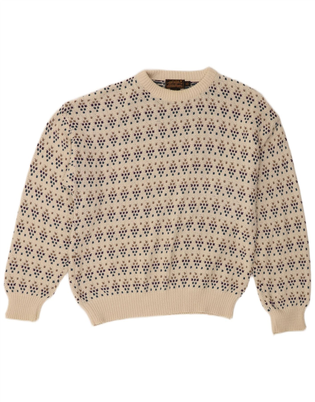 Eddie Bauer Jersey con Cuello Redondo para Hombre, tamaño Grande, algodón con Manchas en Blanco Roto