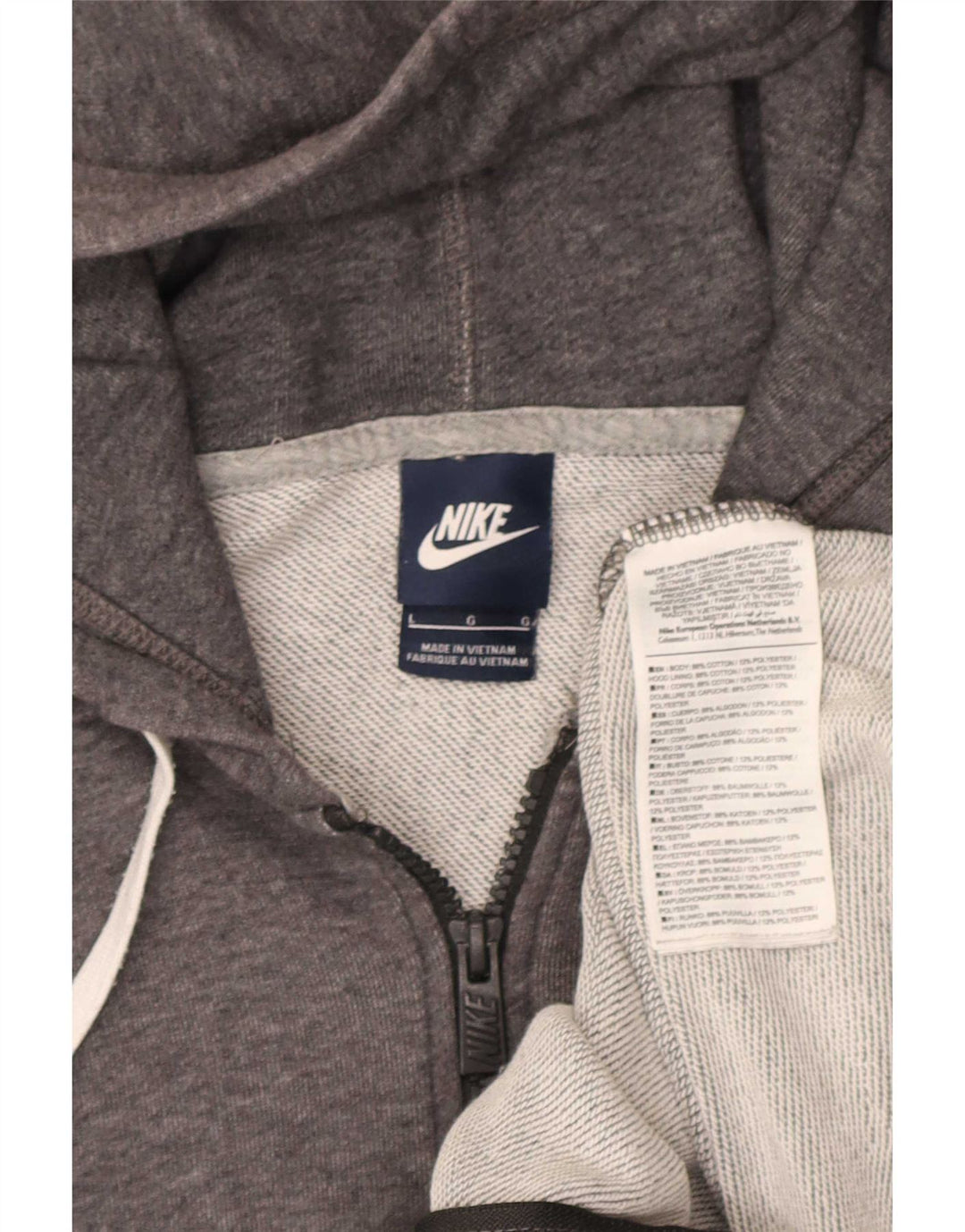 Nike - Sudadera con capucha y cremallera para hombre, talla grande, algodón gris
