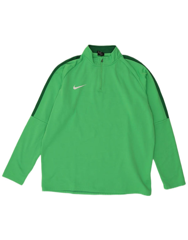 NIKE Hombre Dri Fit Zip Neck Pullover Chándal Top XL Verde Colorblock
