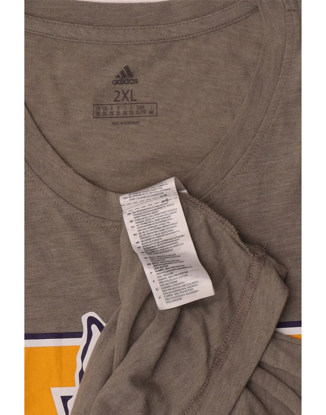 Adidas Mens Washington Huskies Graphic Camiseta Top 2XL Gris Poliéster