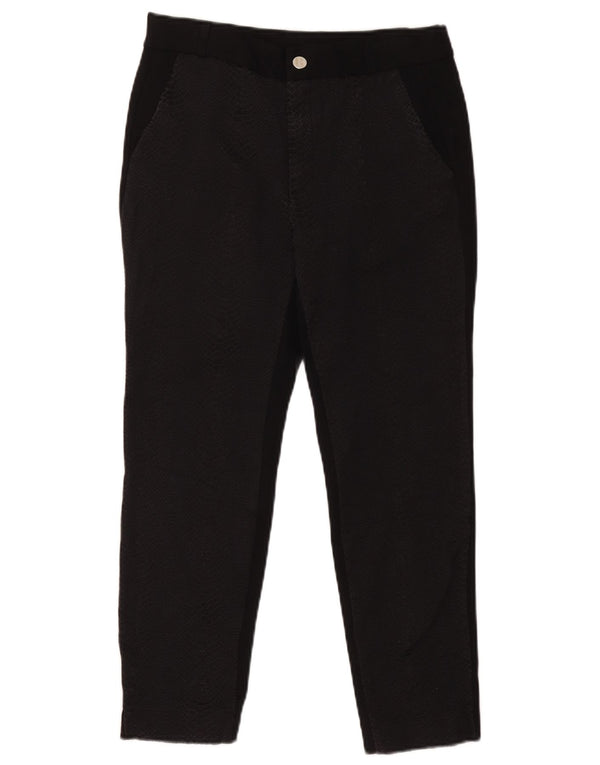 Zara Mujer Pantalón Cropped Mediano W28 L25 Negro Estampado Animal