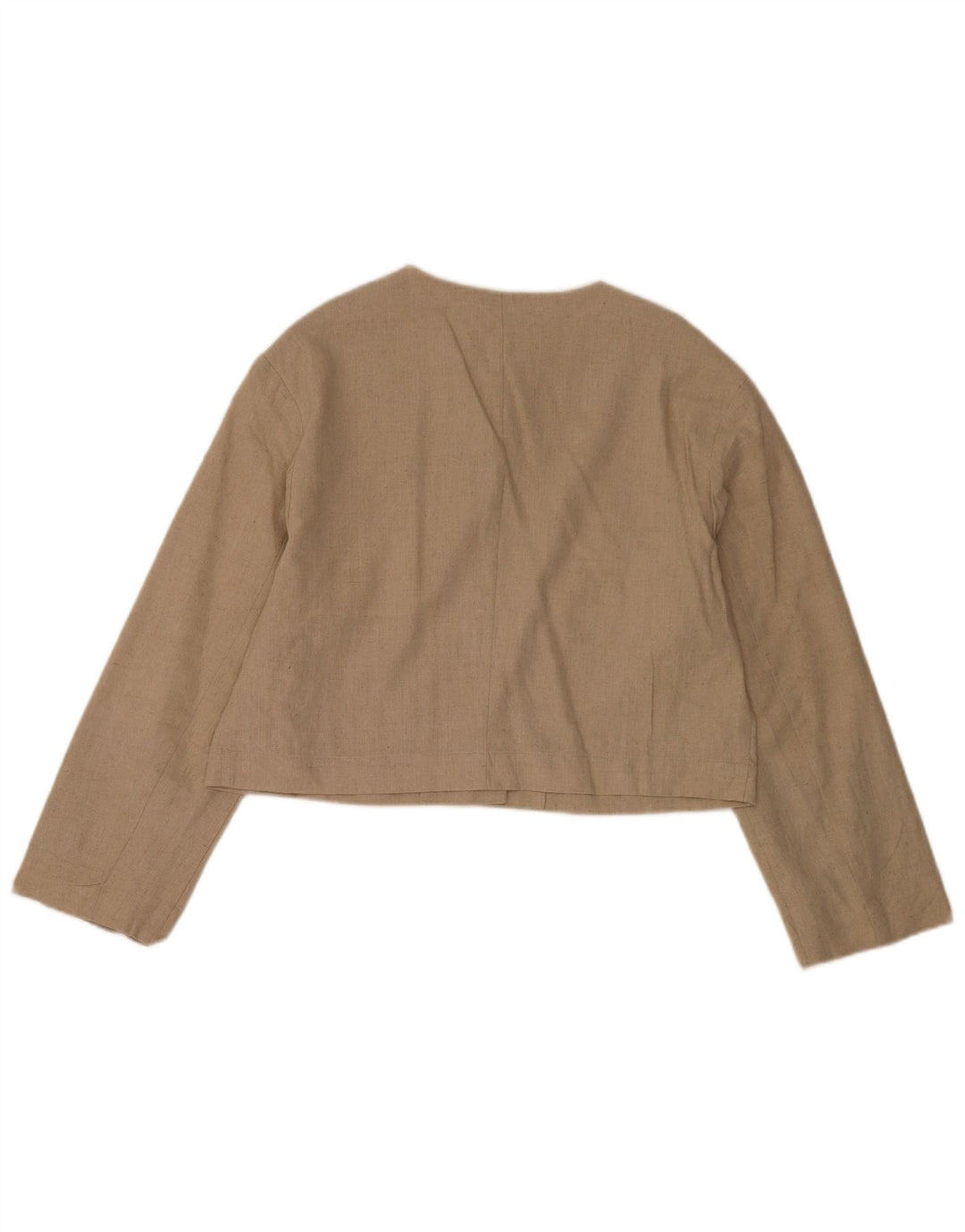 Zara Mujer Crop 4 Botones Blazer Chaqueta UK 44 Medio Beige Poliéster