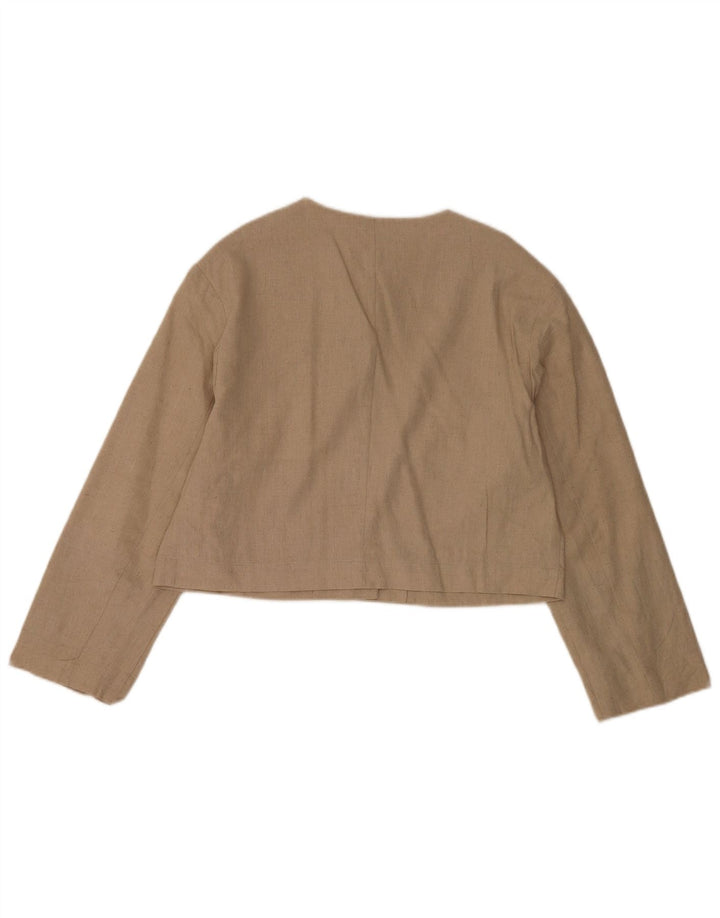 Zara Mujer Crop 4 Botones Blazer Chaqueta UK 44 Medio Beige Poliéster
