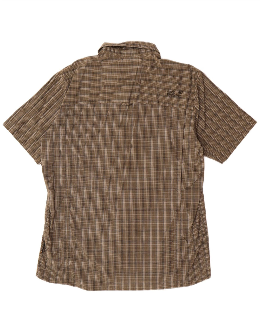 JACK WOLFSKIN Camisa Manga Corta Hombre ES 44/46 XL Caqui Cuadros Poliamida