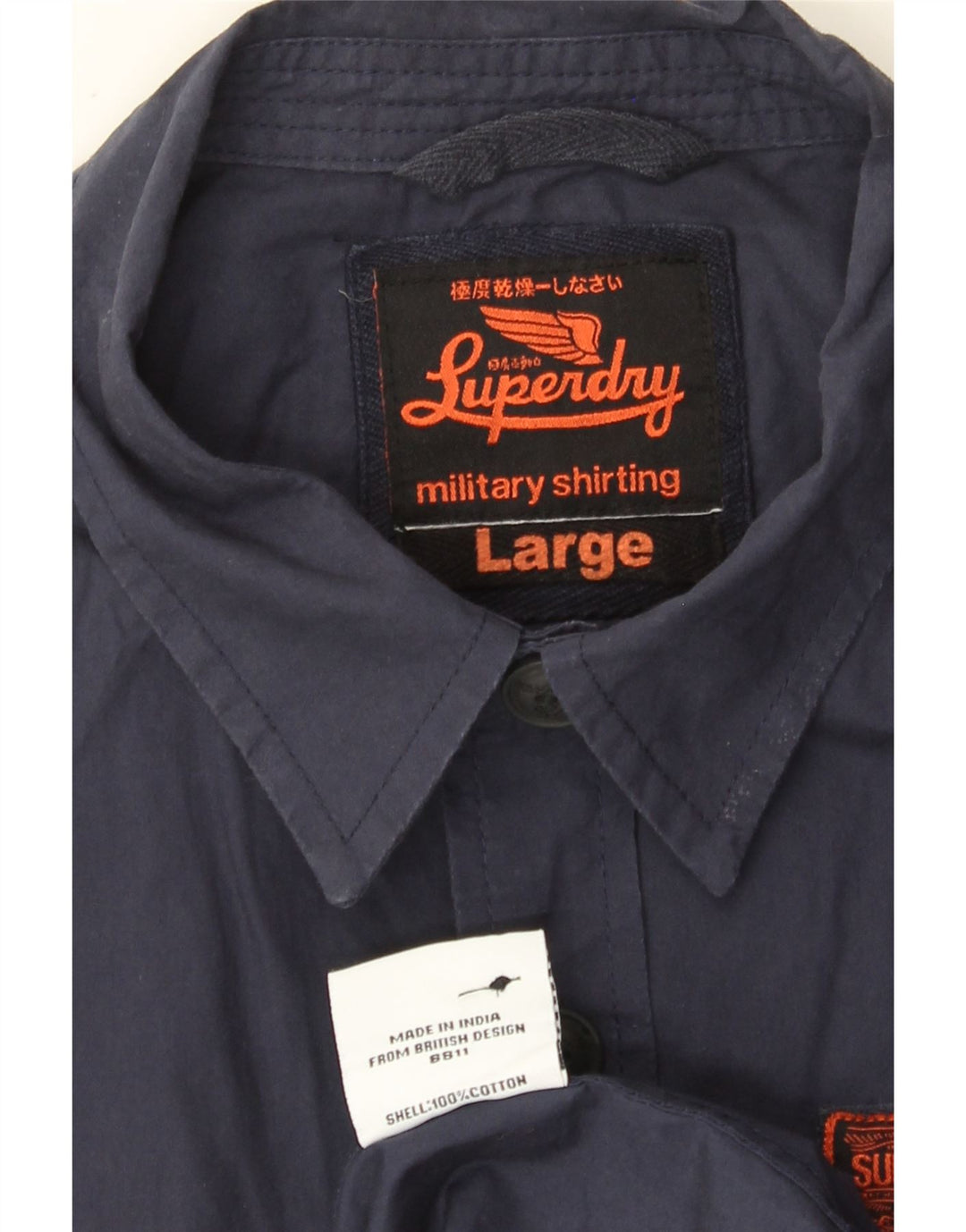 Superdry Camisa militar de manga corta para hombre, tamaño grande, algodón azul marino