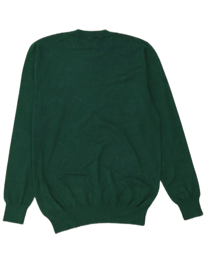 Vintage hombres cuello redondo jersey suéter grande viscosa verde