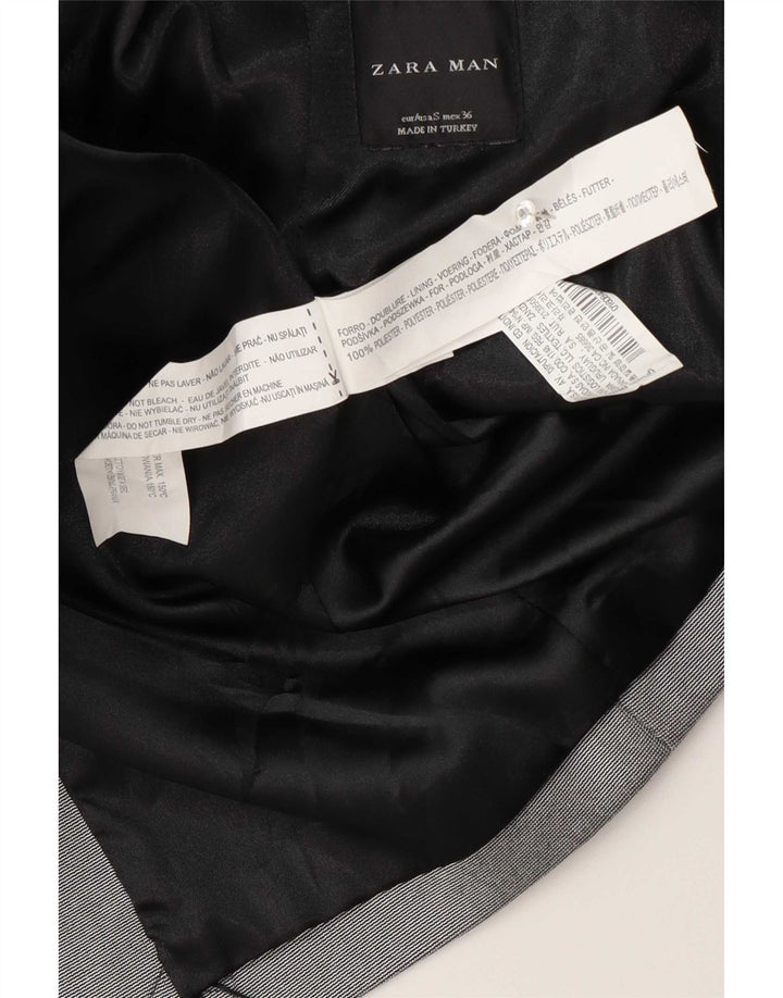 Zara Chaqueta tipo blazer con 1 botón para hombre UK 36 Small Gris Poliéster
