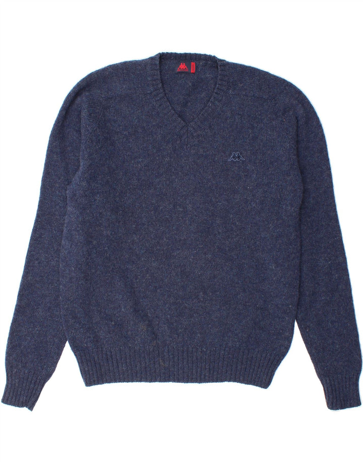 KAPPA Mens V-Neck Jumper Sweater Medium Navy Blue New Wool Vintage Kappa and Second-Hand Kappa from Messina Hembry 