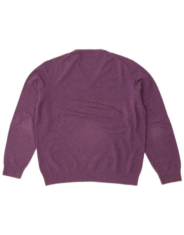 Massimo Dutti Jersey Con Cuello En V Hombre Large Lana Morado