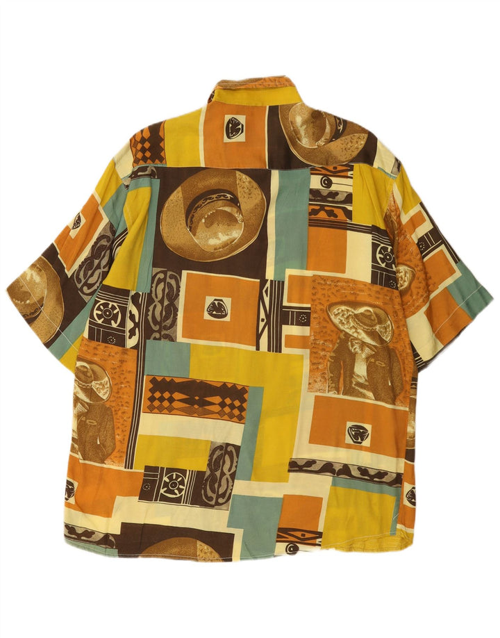 Cotton Club Camisa de manga corta con estampado abstracto para hombre, talla grande, multicolor