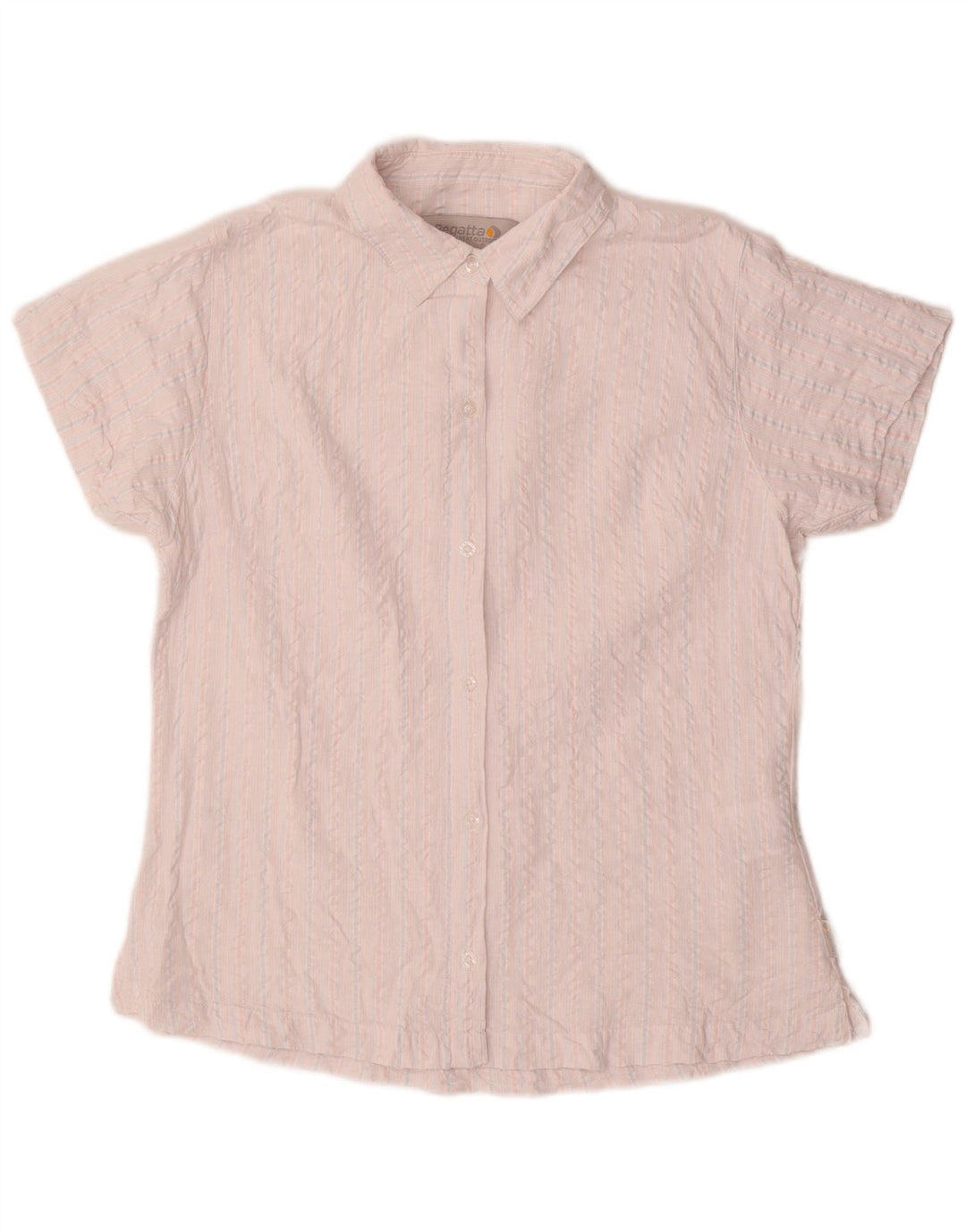 Regatta Camisa de manga corta para mujer UK 44 Grande Algodón a rayas blancas