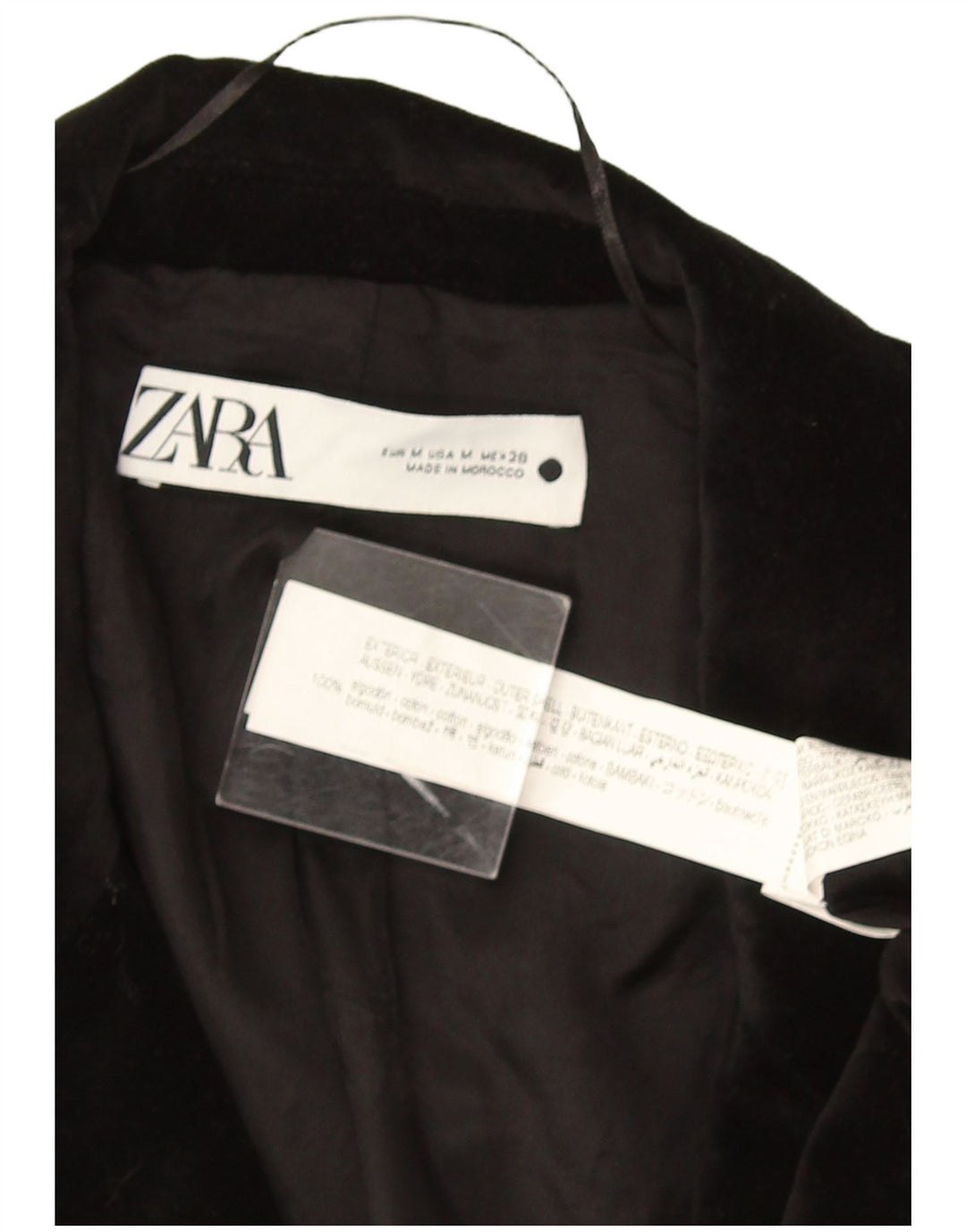 Zara Mens Terciopelo 2 Botones Blazer Chaqueta UK 38 Mediano Negro Algodón