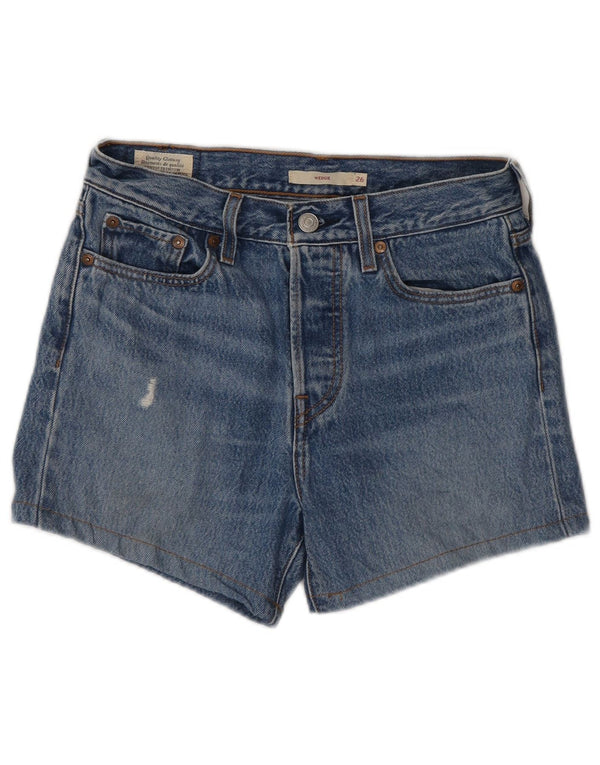 Levi's Shorts De Mezclilla Desgastados Con Cuña Para Mujer W26 Algodón Azul Pequeño