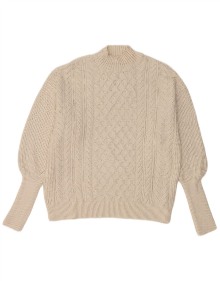 Marks & Spencer Jersey con cuello alto para mujer, talla 40, talla mediana, color blanco
