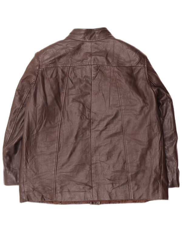 Vintage mujer chaqueta de cuero Reino Unido 18 XL cuero marrón