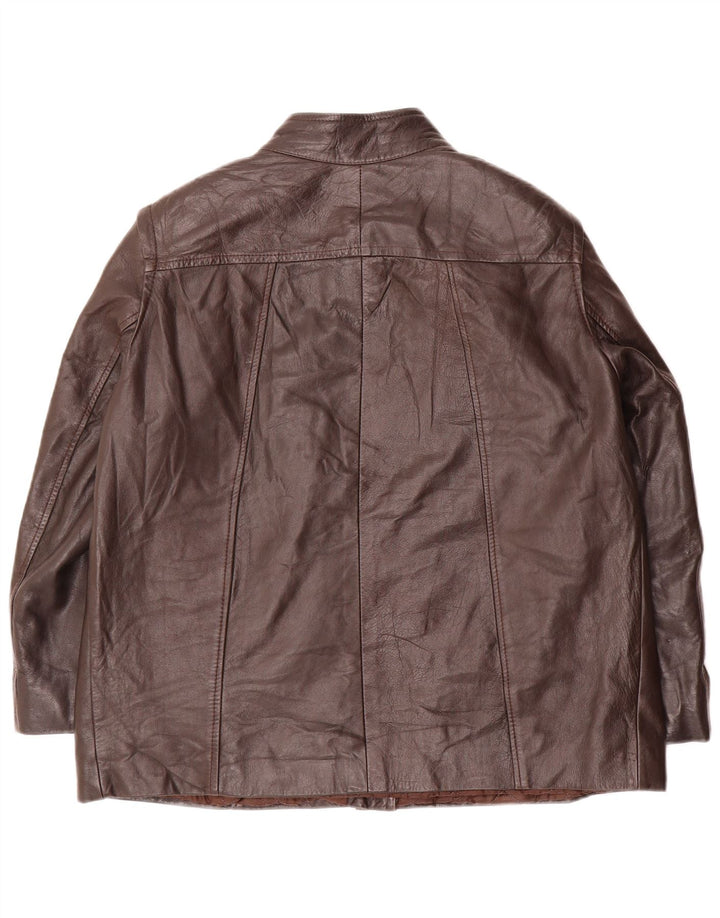 Vintage mujer chaqueta de cuero Reino Unido 18 XL cuero marrón