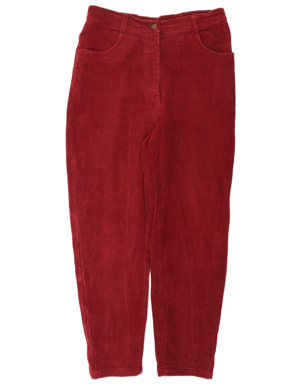 Vintage mujer cintura alta pana pantalones EU 44 XL W34 L30 Borgoña