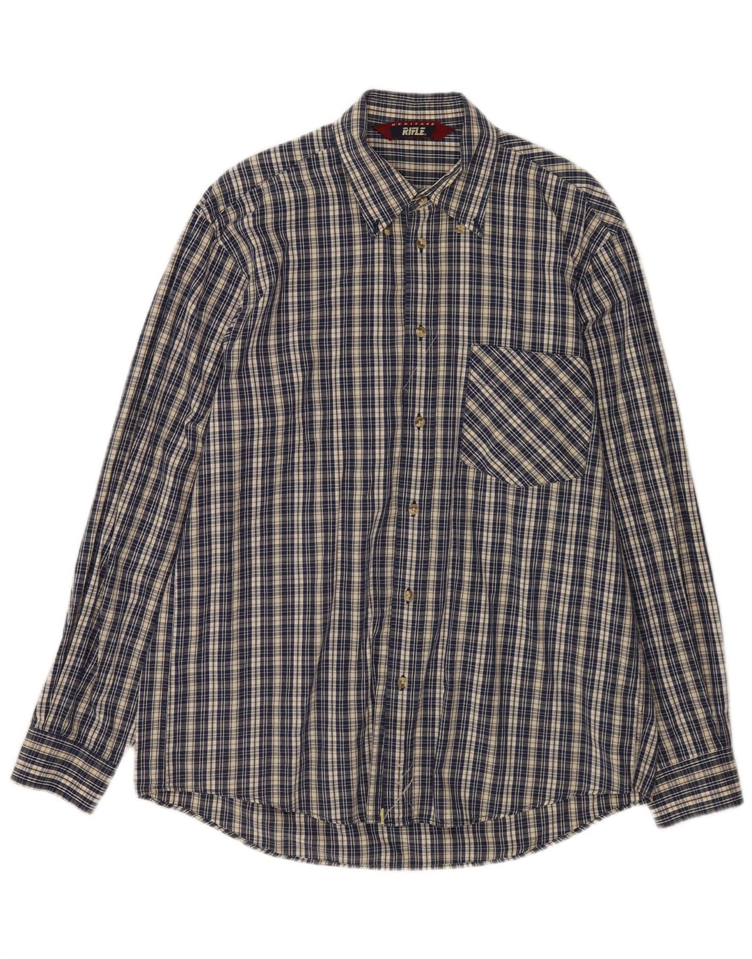 Camisa Heritage para hombre Rifle Large Algodón a cuadros azul marino