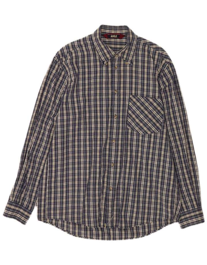 Camisa Heritage para hombre Rifle Large Algodón a cuadros azul marino