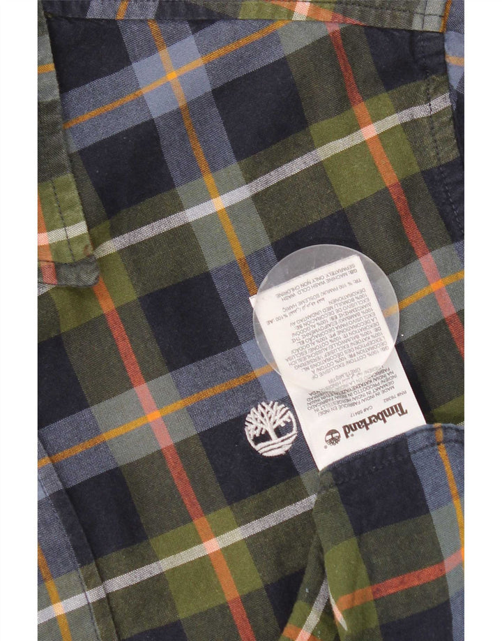 Timberland Camisa De Manga Corta Para Hombre Algodón A Cuadros Azul Marino Mediano