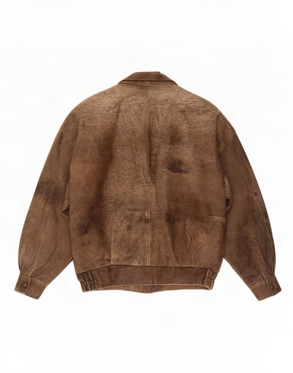 Chaqueta de cuero vintage para hombre Reino Unido 42 XL Marrón