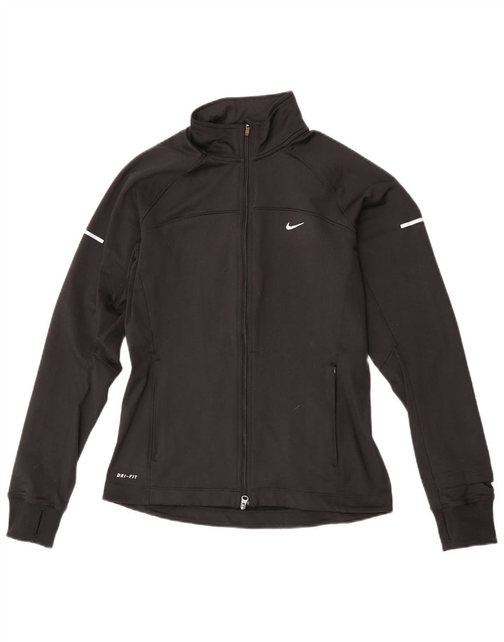 Nike Mujer Dri Fit Chándal Top Chaqueta UK 10 Pequeño Poliéster Negro