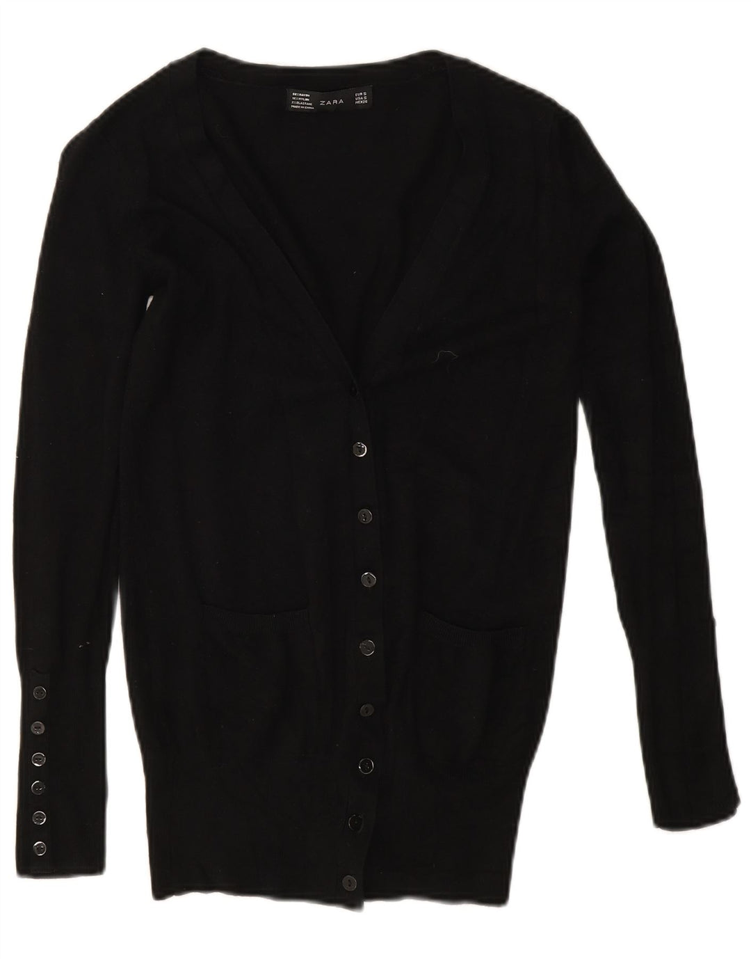 Zara Mujer Cárdigan Suéter UK 10 Small Rayón Negro