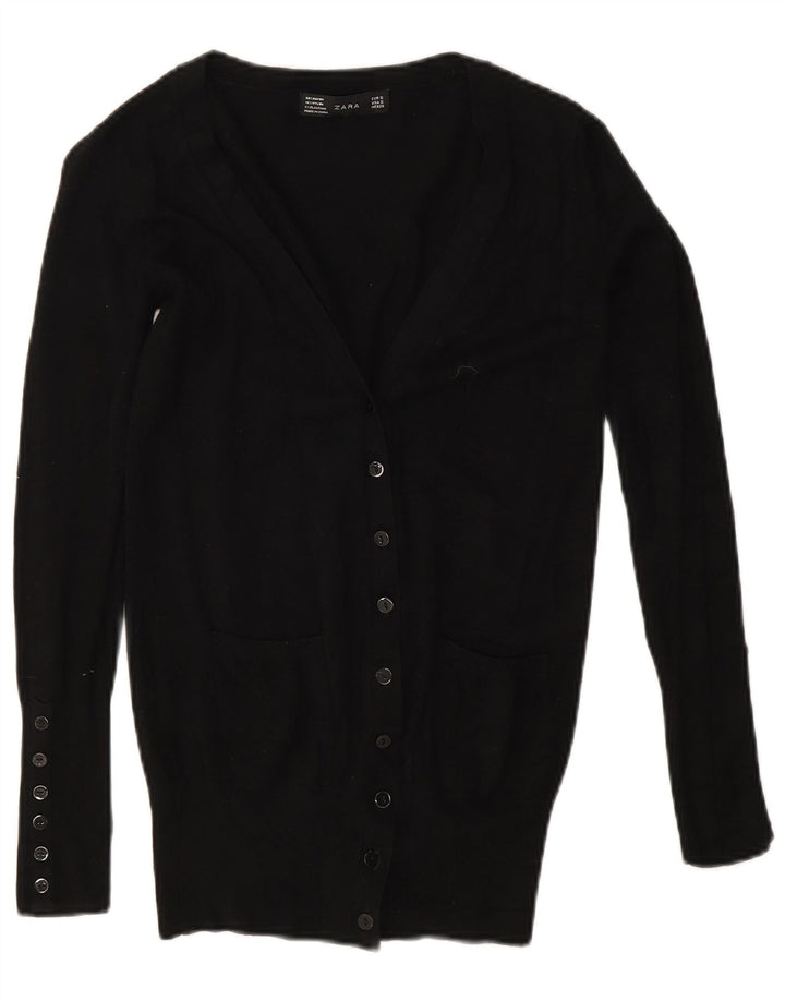 Zara Mujer Cárdigan Suéter UK 10 Small Rayón Negro