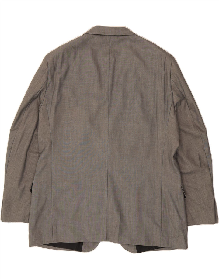 DOCKERS Mens 2 Button Blazer Jacket UK 46 3XL Grey Polyester Vintage Dockers and Second-Hand Dockers from Messina Hembry 