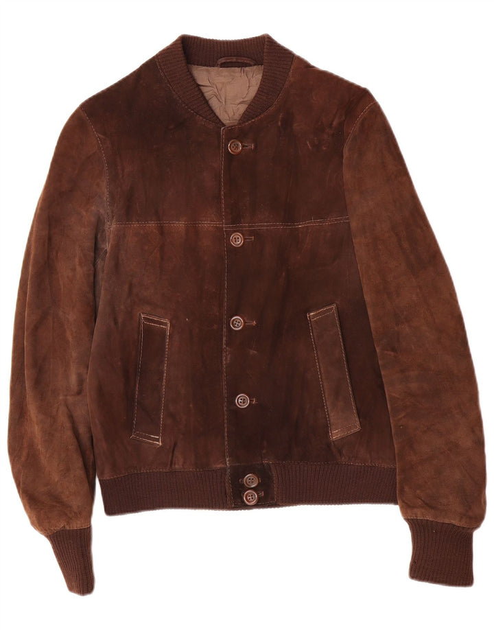Vintage hombres ante bomber chaqueta IT 48 marrón medio