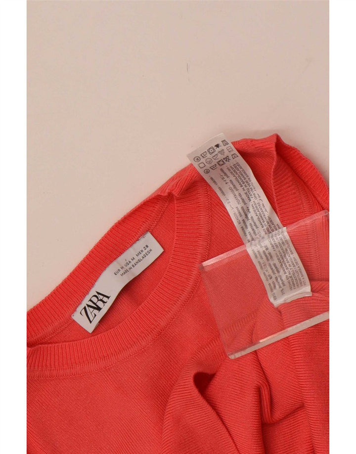 Zara Mujer Crop Vest Top UK 12 Medium Viscosa Roja