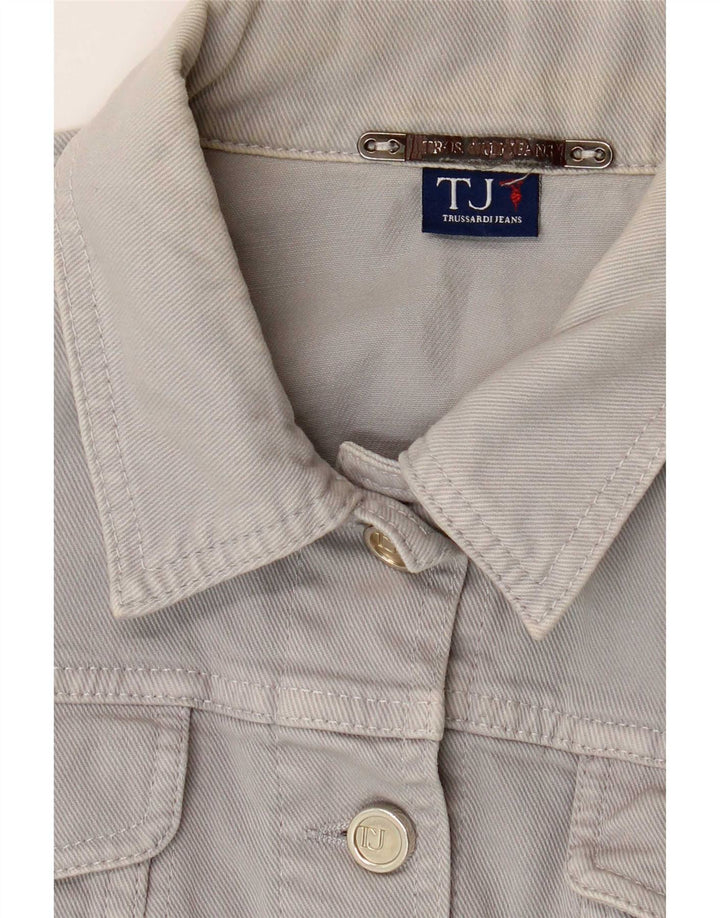 Trussardi Jeans Chaqueta Vaquera Corta para Mujer UK 42 Gris Medio